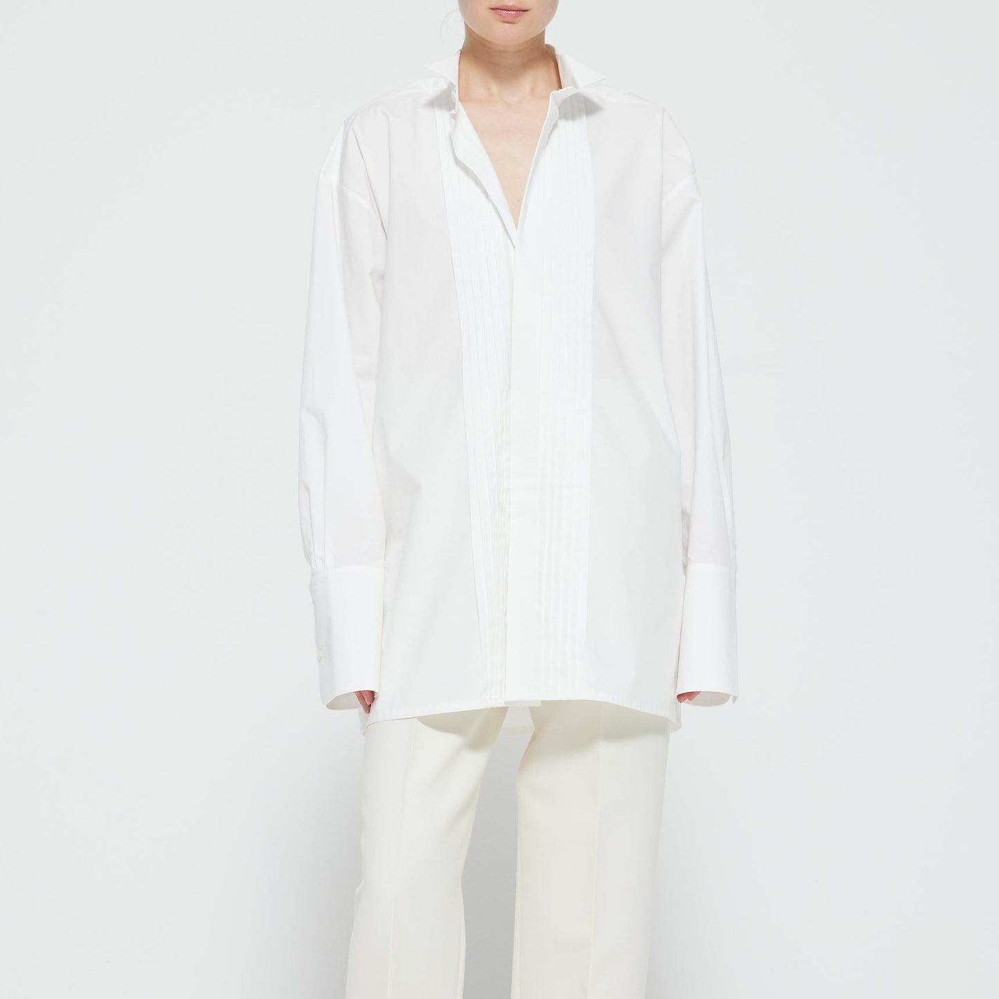 Tuxedo Poplin Shirt in White