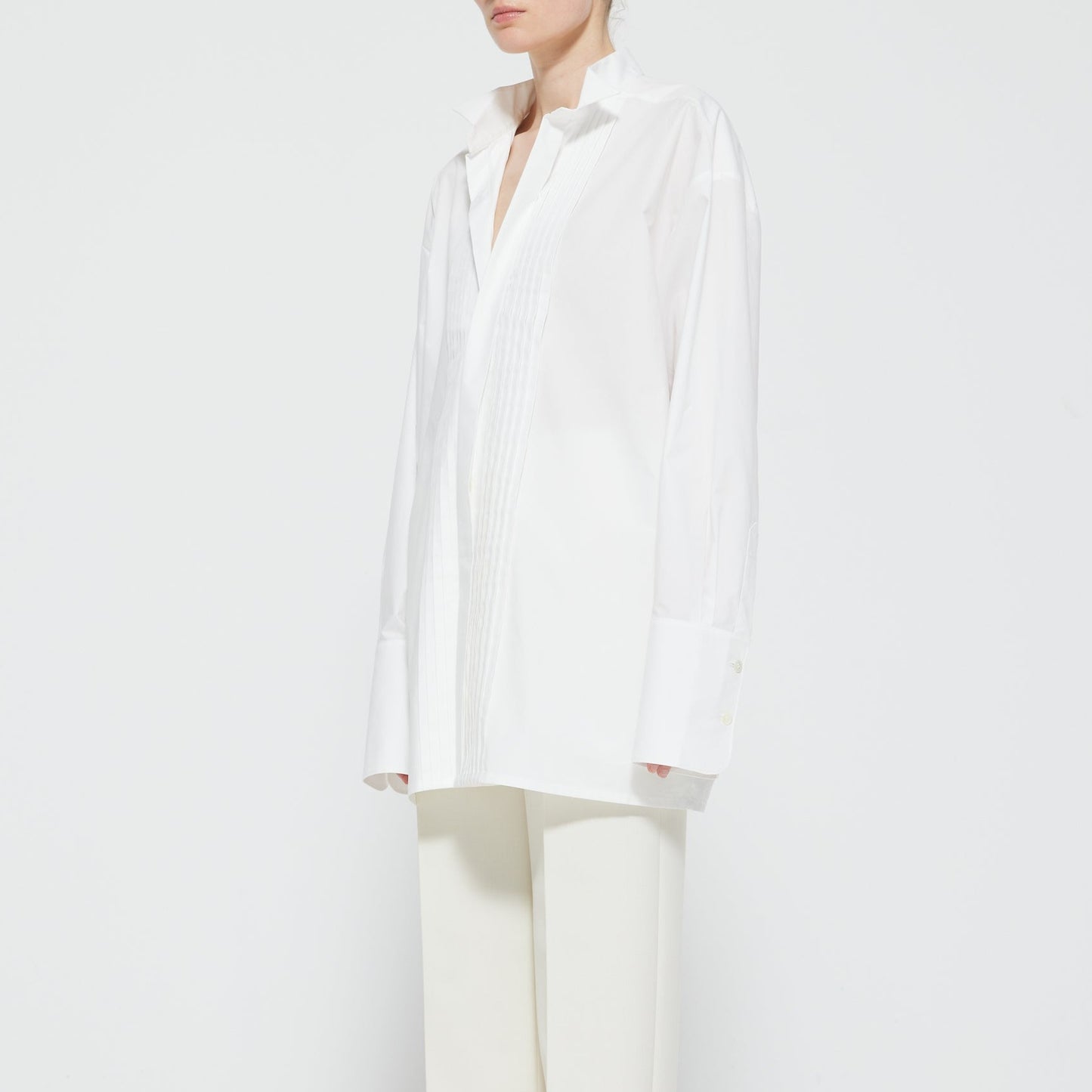 Tuxedo Poplin Shirt in White