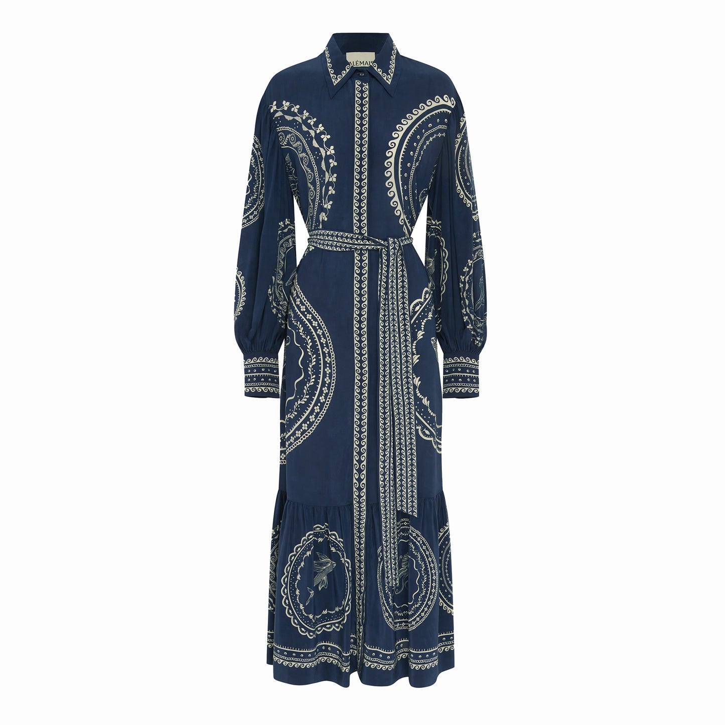 Oceane Silk Shirtdress in Blue