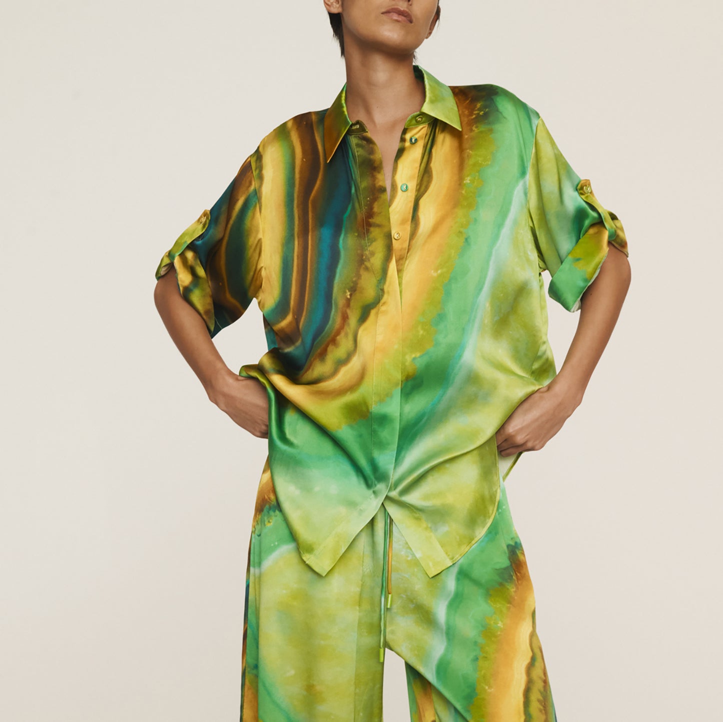 Iris Silk Blouse in Green