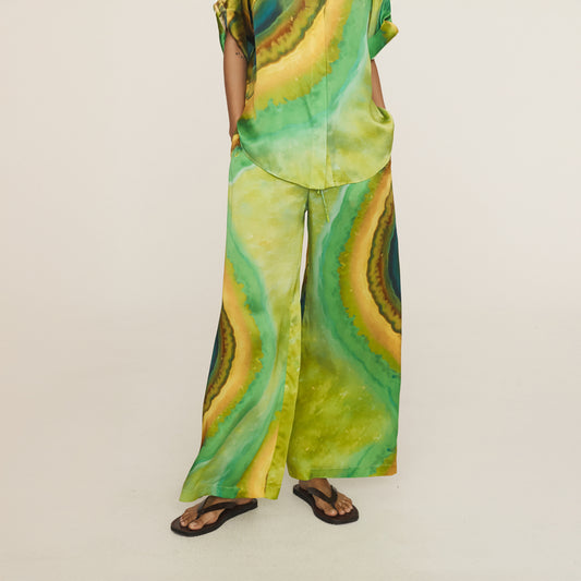 Iris Silk Pant in Green