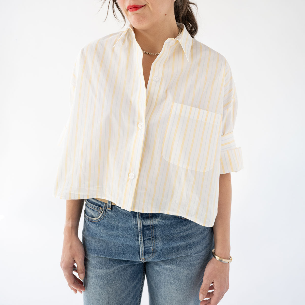 Next Ex Blouse in Yellow and Blue Stripe