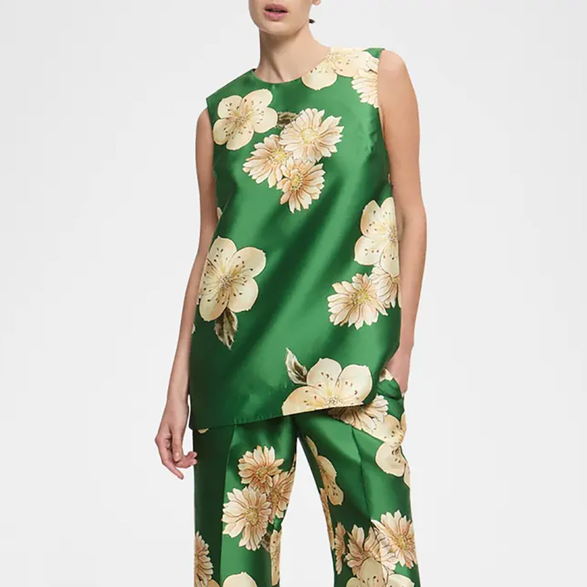 Sage Top in Green Floral