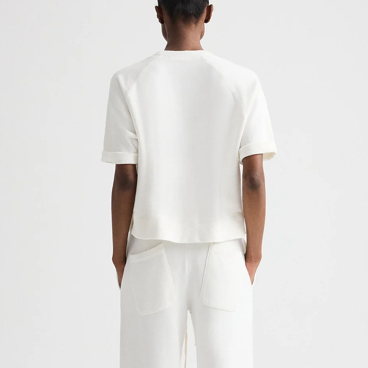 Slouchy Rolled Tee in White