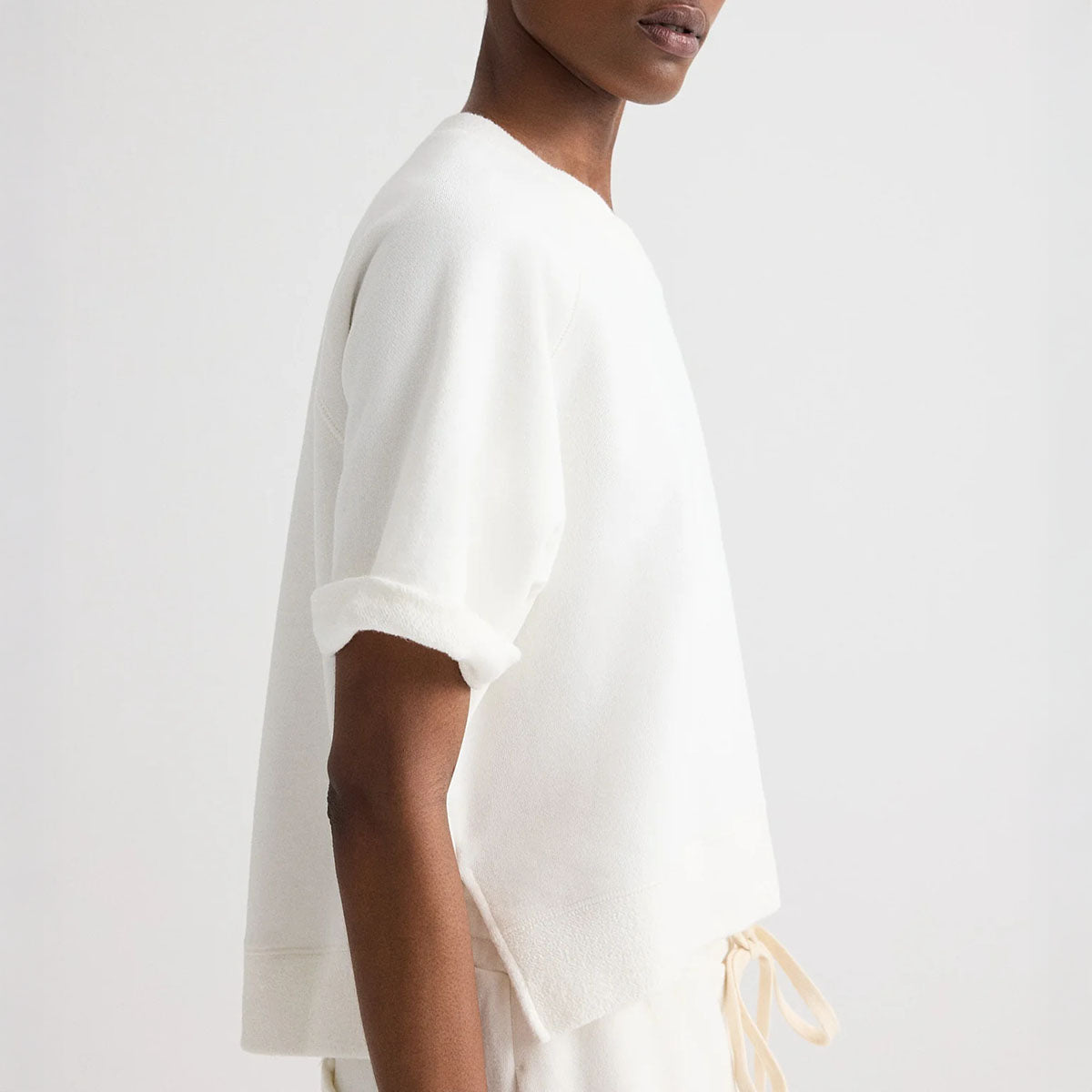 Slouchy Rolled Tee in White