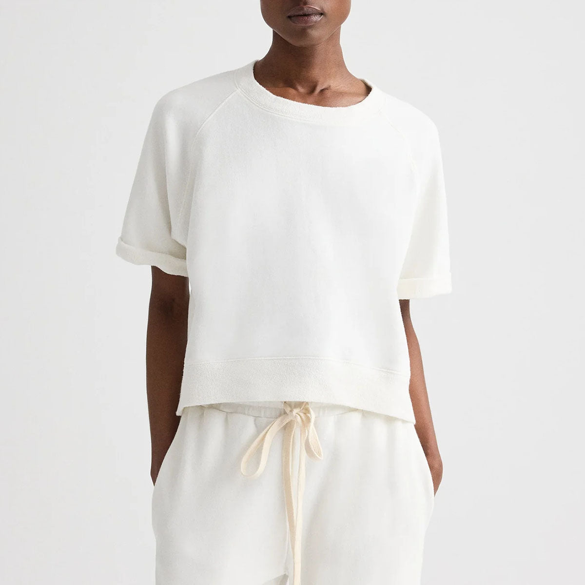 Slouchy Rolled Tee in White
