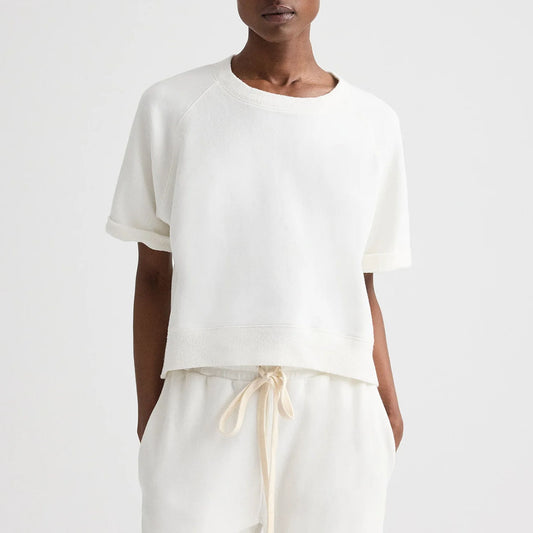 Slouchy Rolled Tee in White