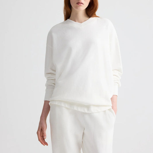 V-Neck Sweatshirt in White