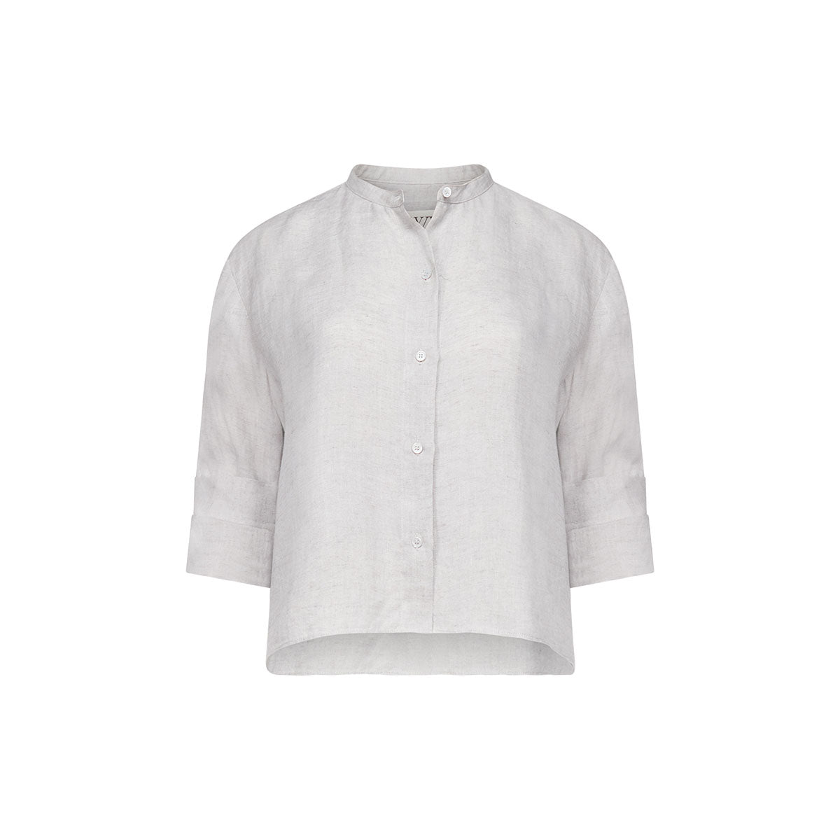 Stand Collar Shirt in Light Heather Gray