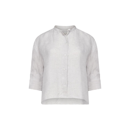 Stand Collar Shirt in Light Heather Gray