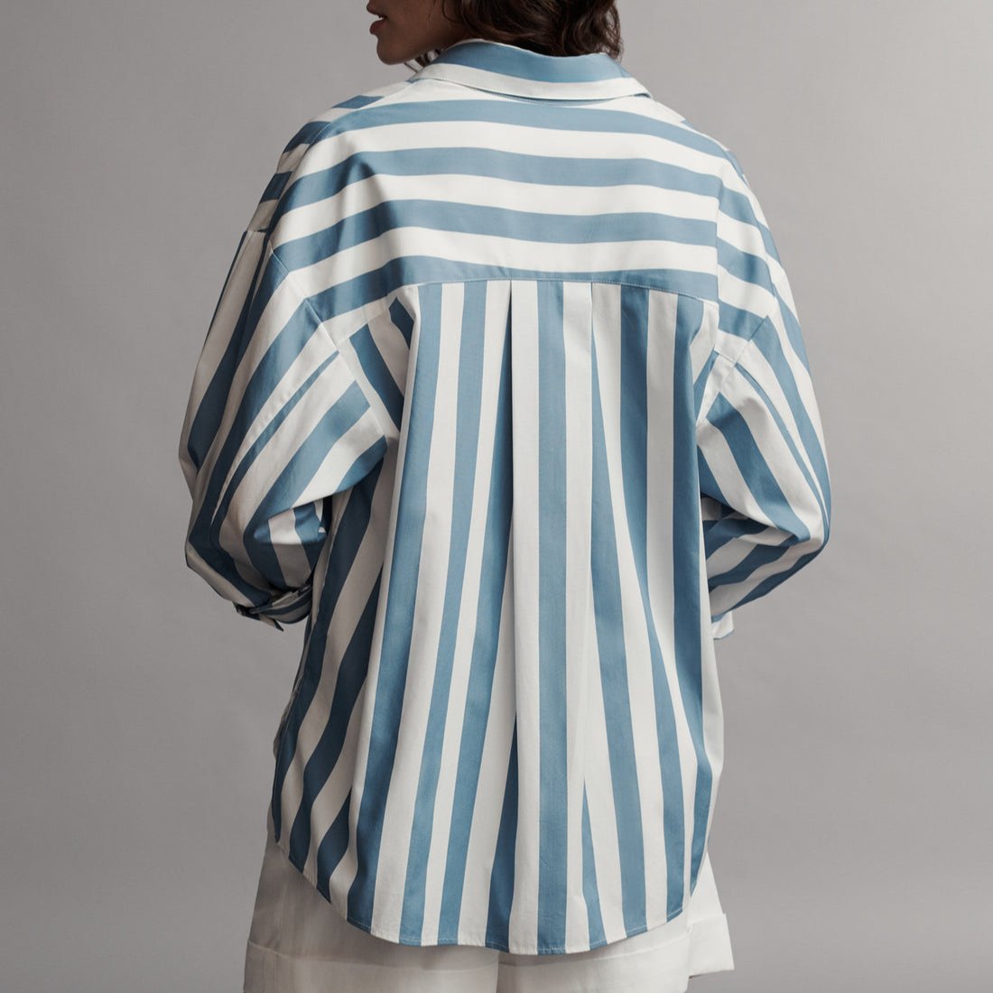 New Earl Blouse in White & Vintage Denim