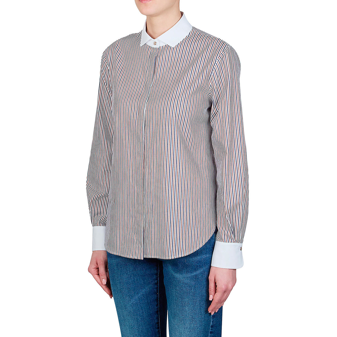Collared Blouse in Blue & Whiskey