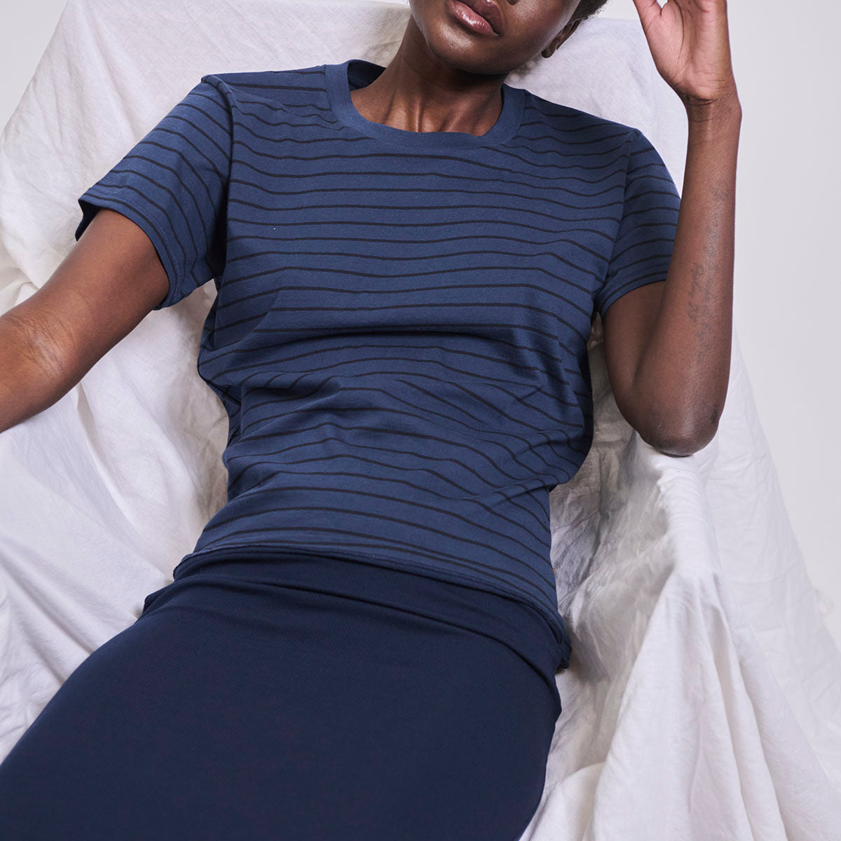 The Chameleon Tee in Blue Stripe