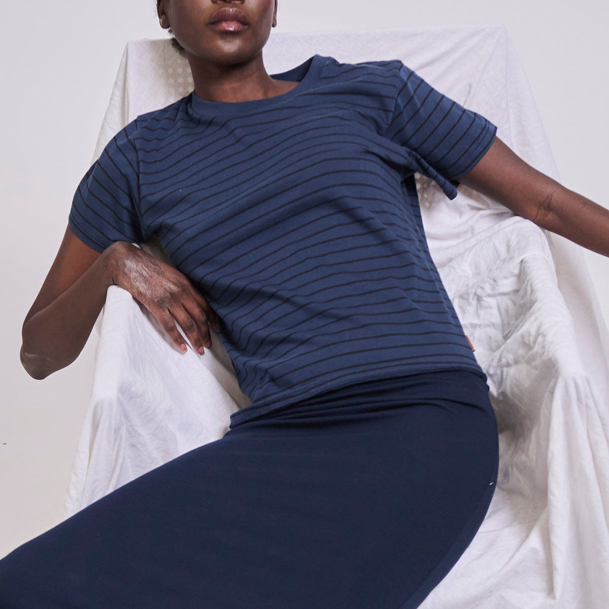 The Chameleon Tee in Blue Stripe
