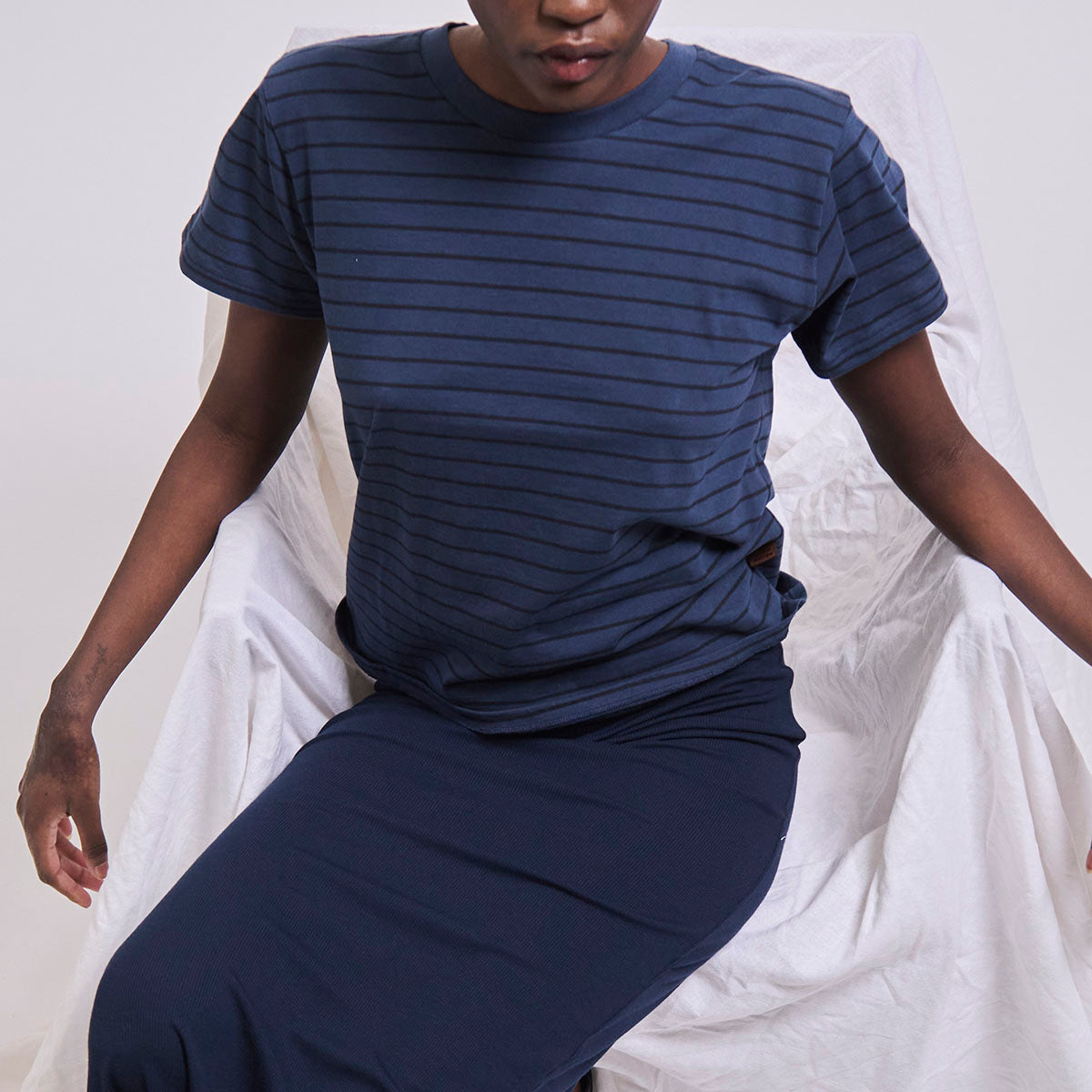 The Chameleon Tee in Blue Stripe