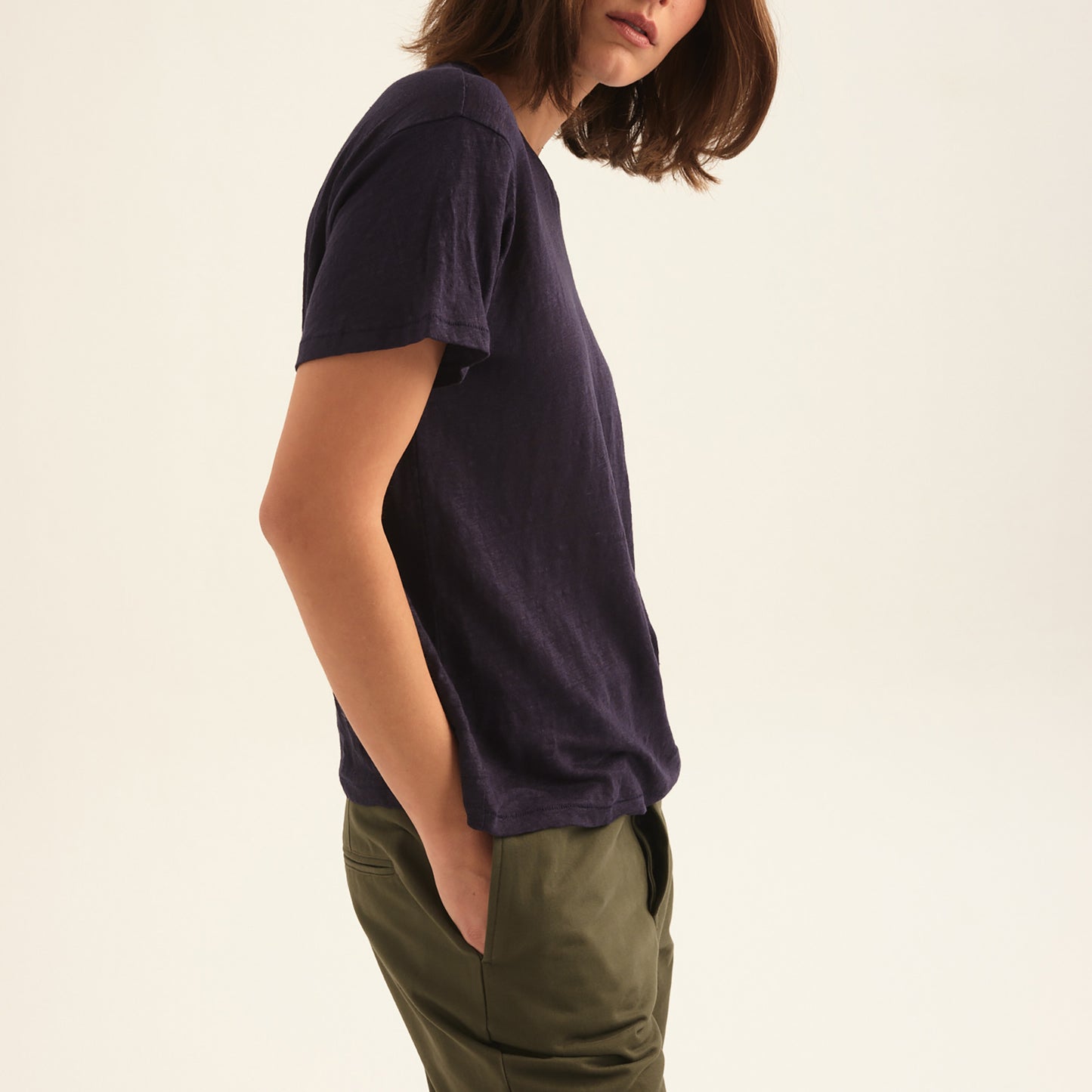 Chameleon Tee in Navy Linen
