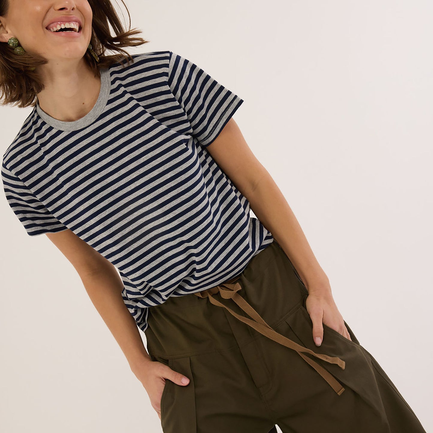 Stripe Chameleon Tee in Navy/Heather