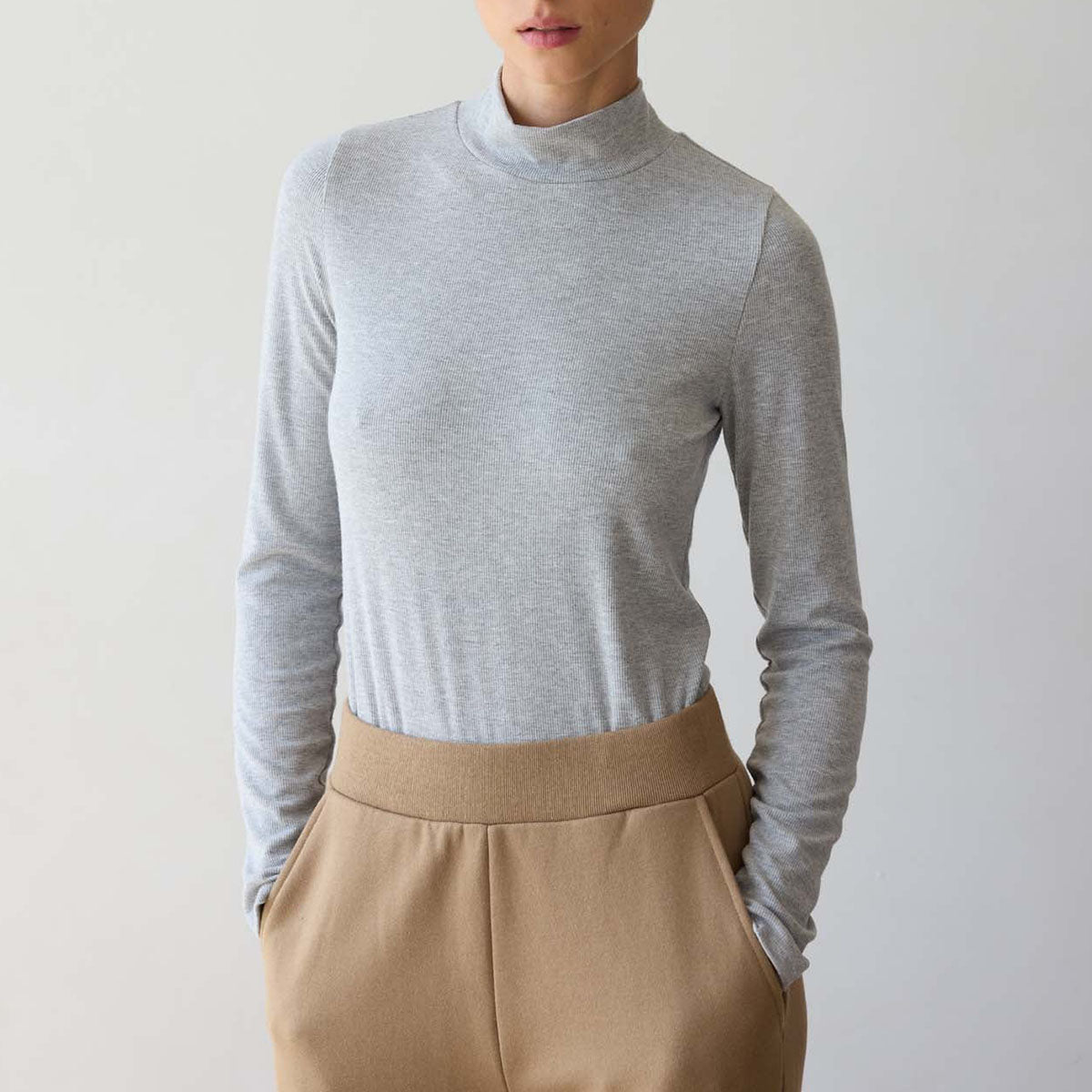 The Mock Neck in Heather Gray
