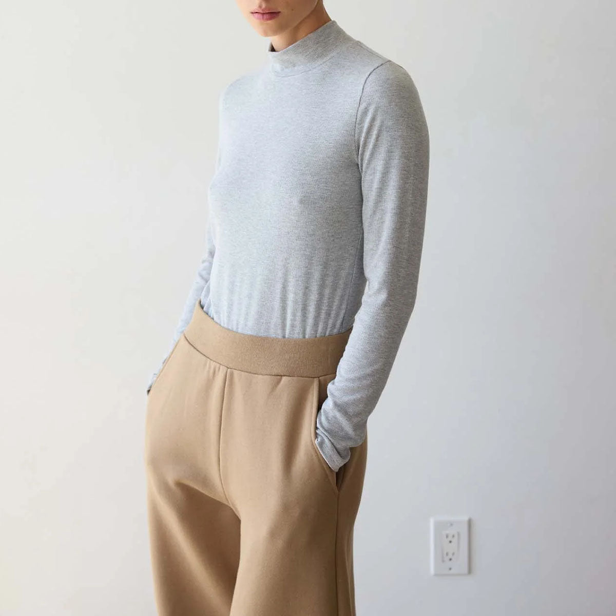 The Mock Neck in Heather Gray