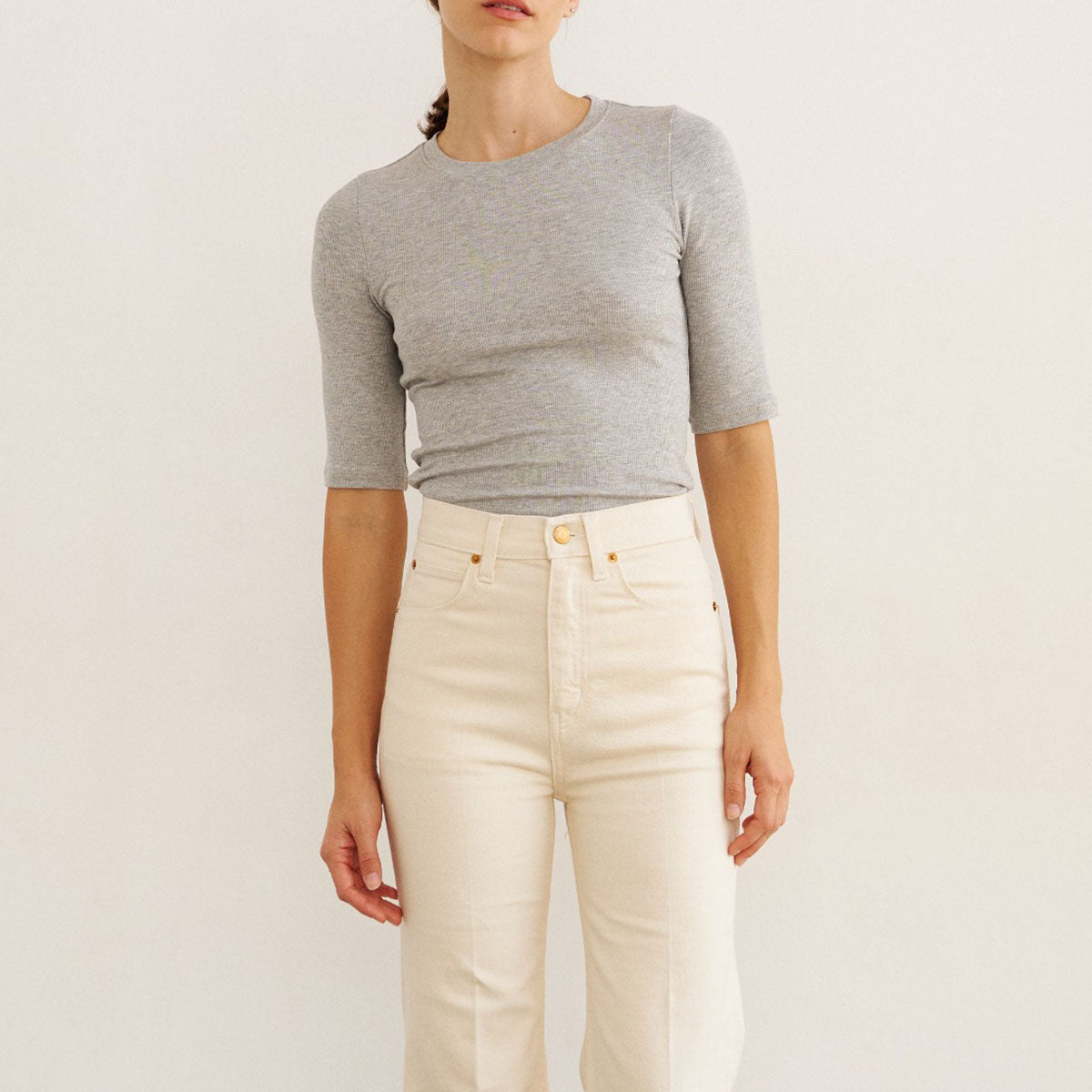 The Rib Elbow Crew in Heather Gray