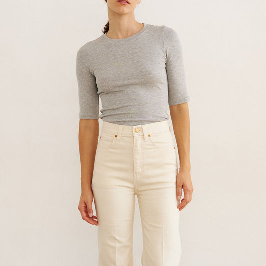 The Rib Elbow Crew in Heather Gray