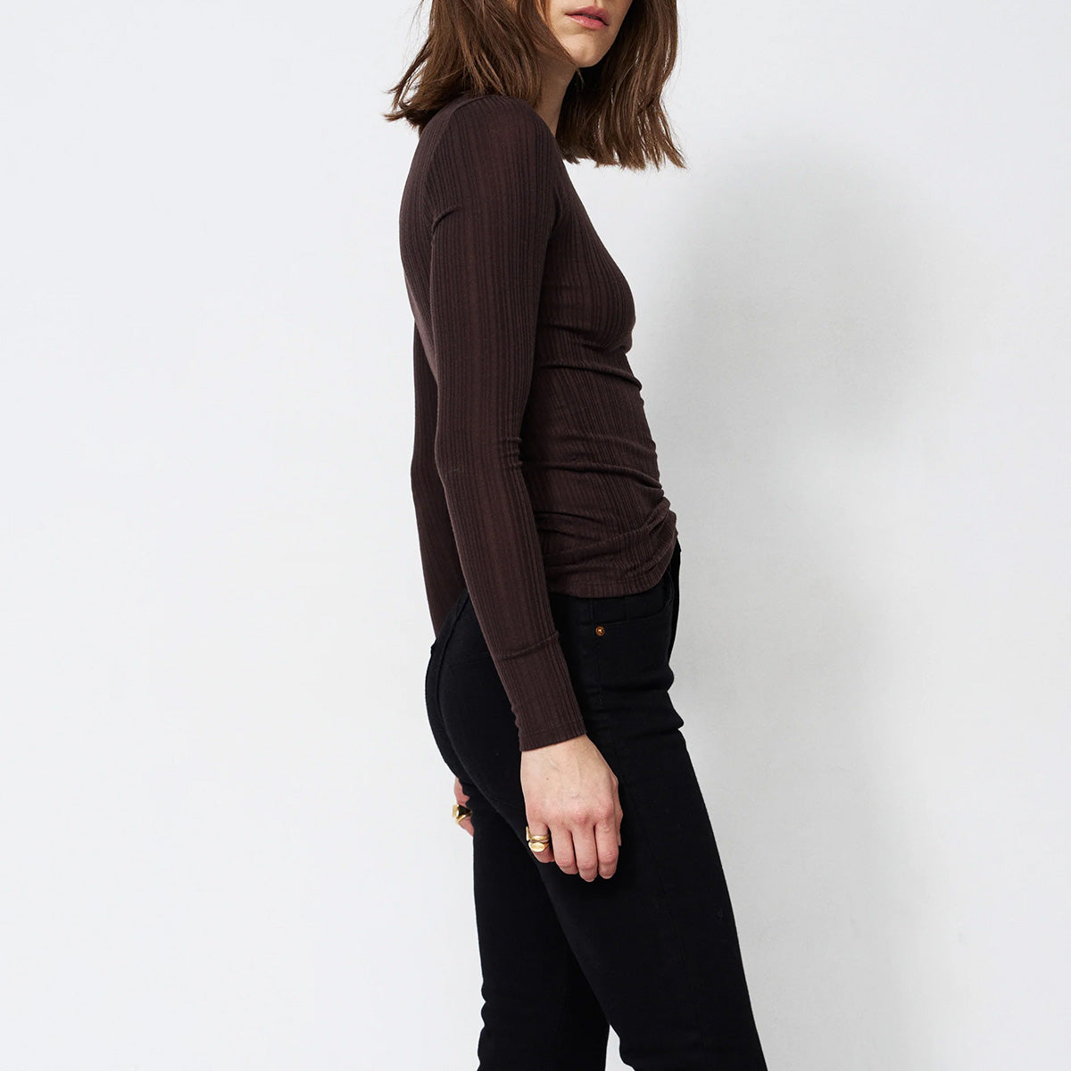 Long Rib Tee in Cocoa