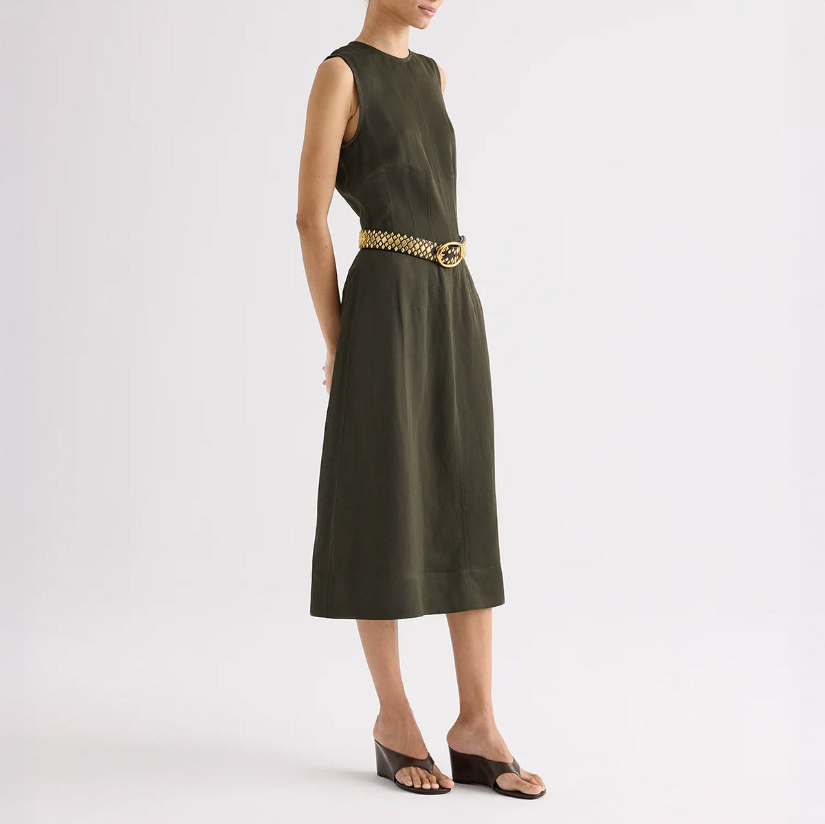 Crew Dress with Darts in Rosin