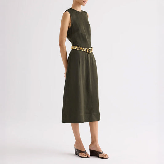 Crew Dress with Darts in Rosin