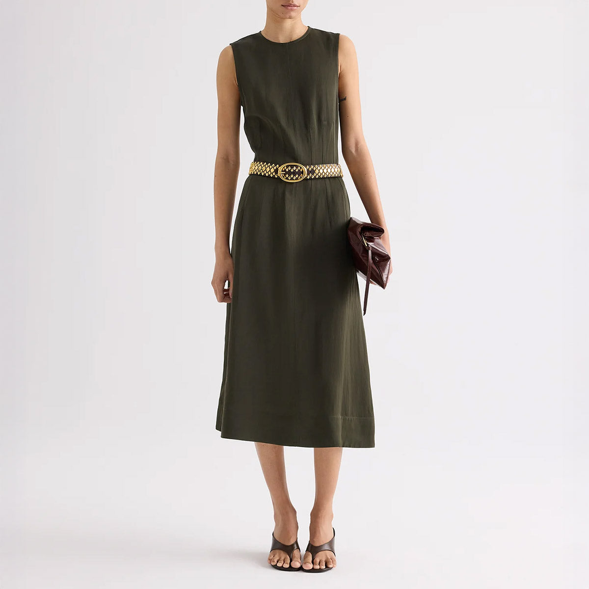 Crew Dress with Darts in Rosin