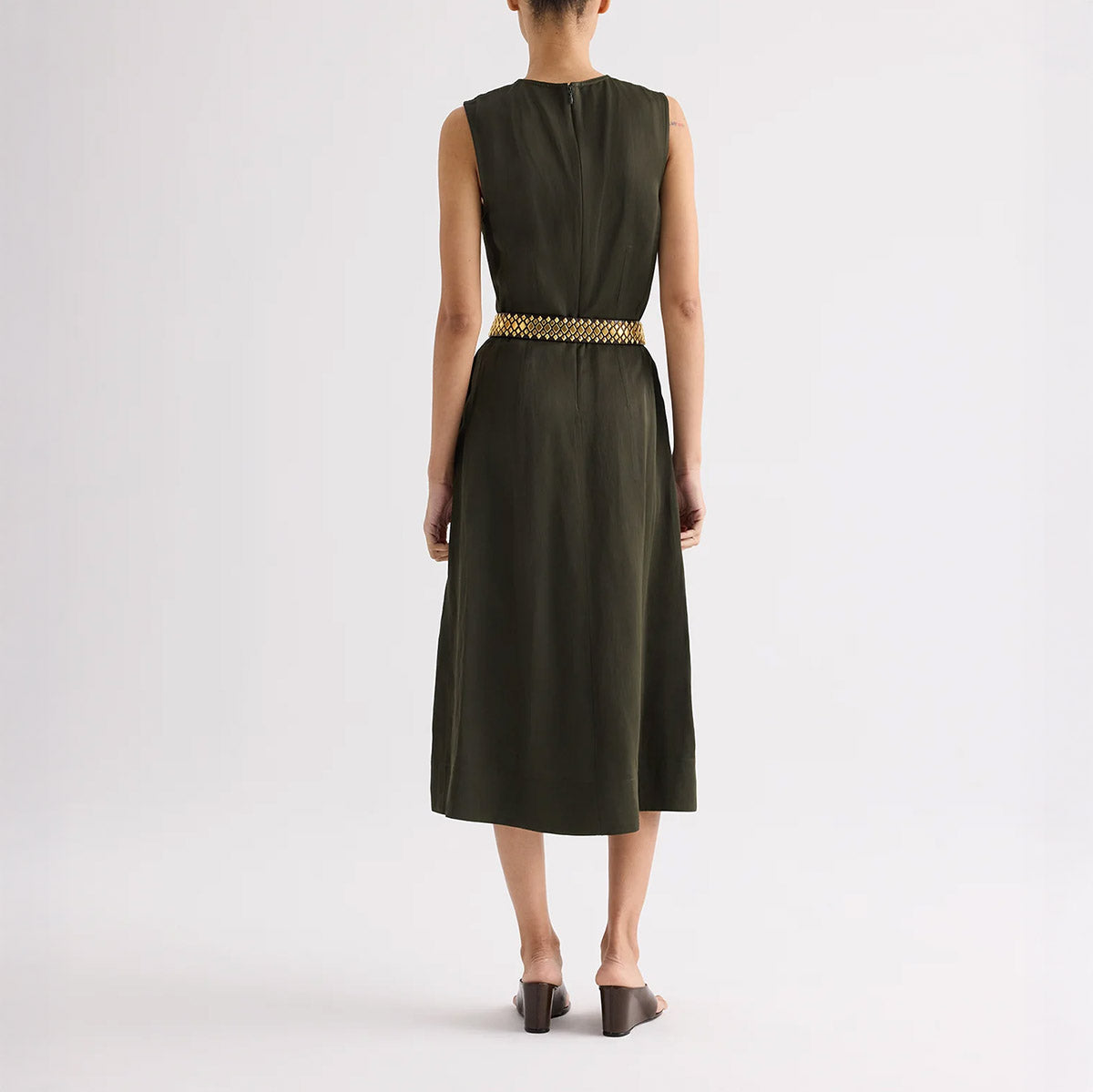 Crew Dress with Darts in Rosin
