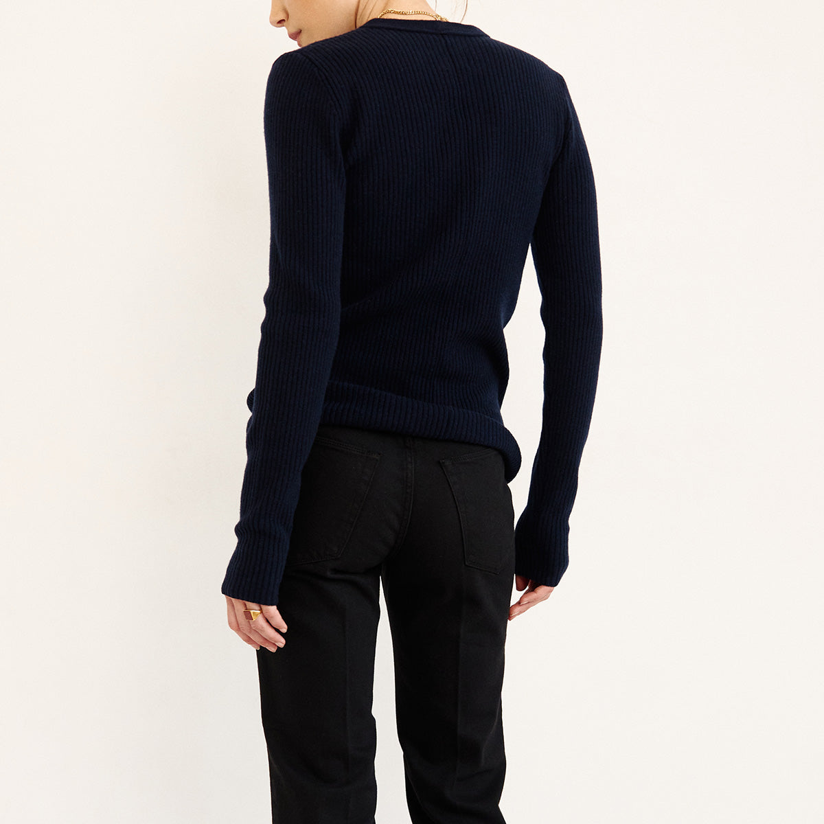 Rib Slim Sweater in Navy