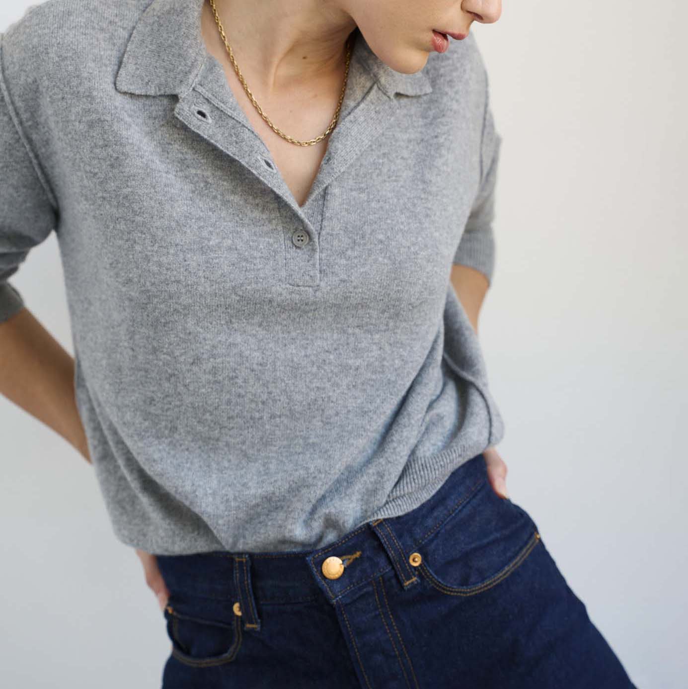 The Polo in Light Heather Grey