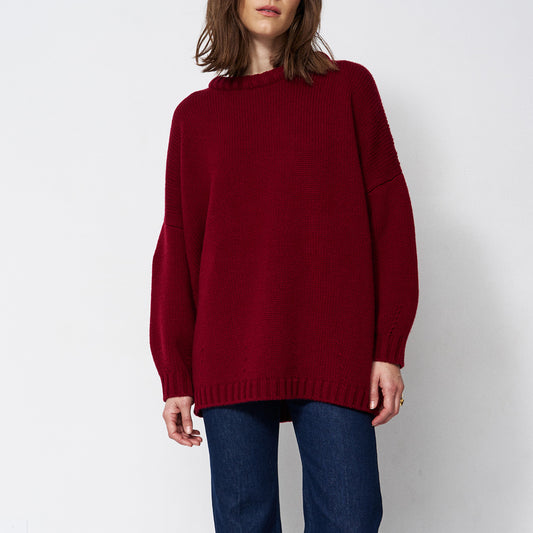 The Big Crew in Rich puffy rib crew neck sweater in oversized silhouette.