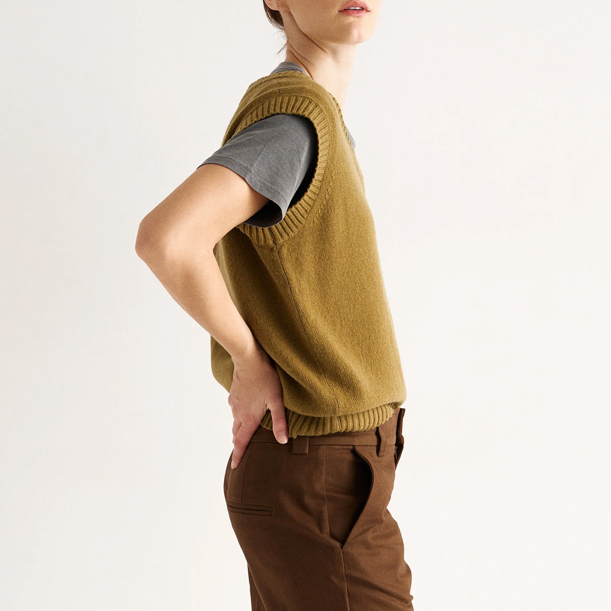 The Knit Vest in Moss