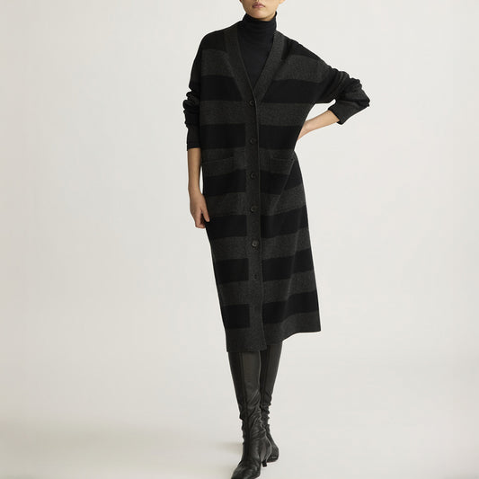 Lorimer Cardigan in Charcoal Stripe