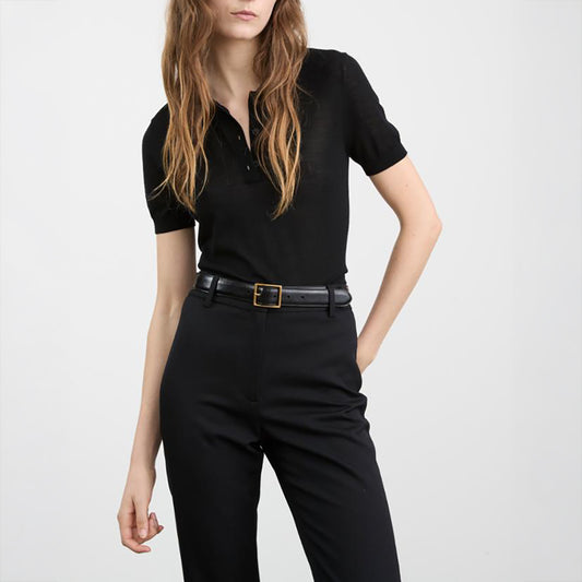 Jeannelle Knit Polo in Black