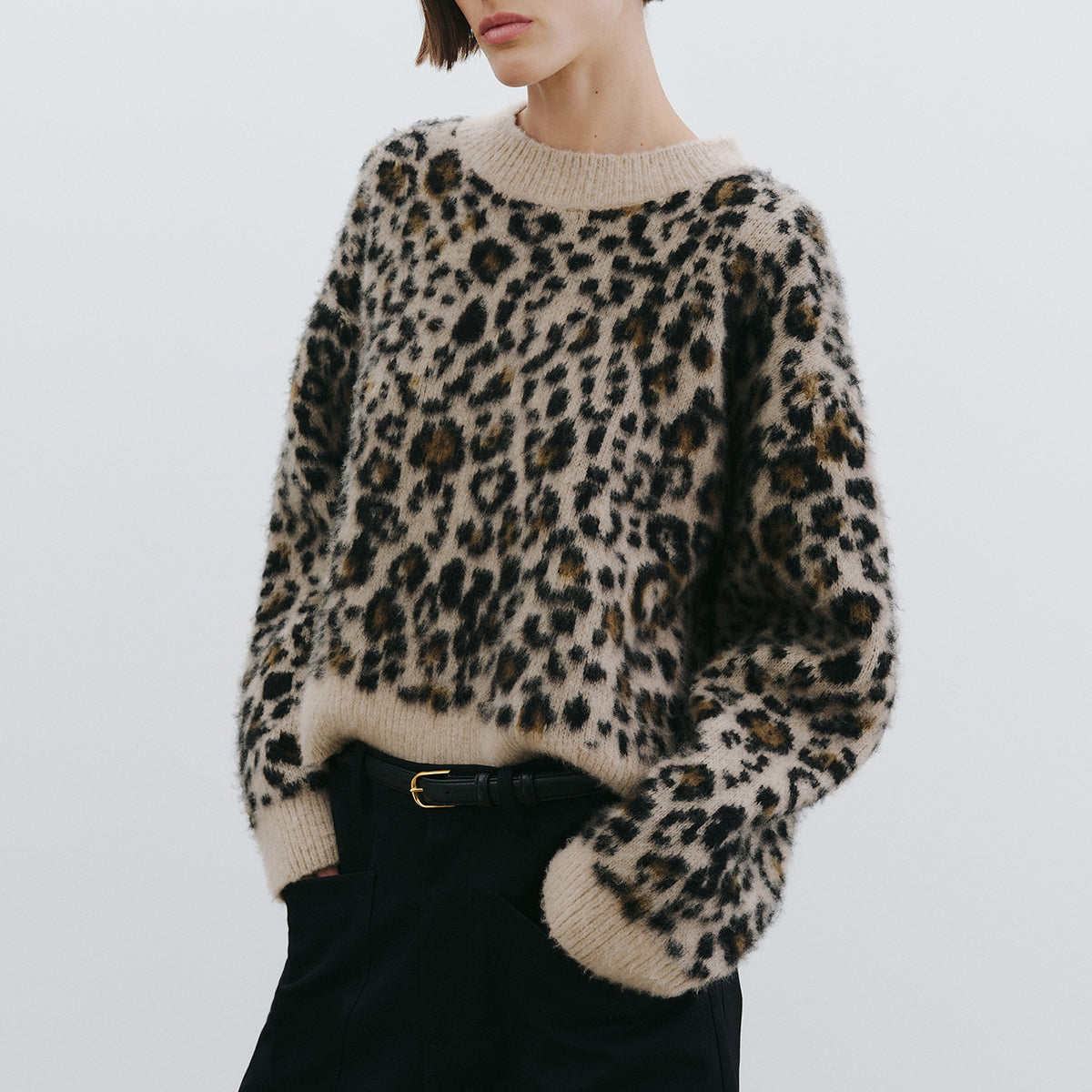 Zamira Sweater in Jute Leopard