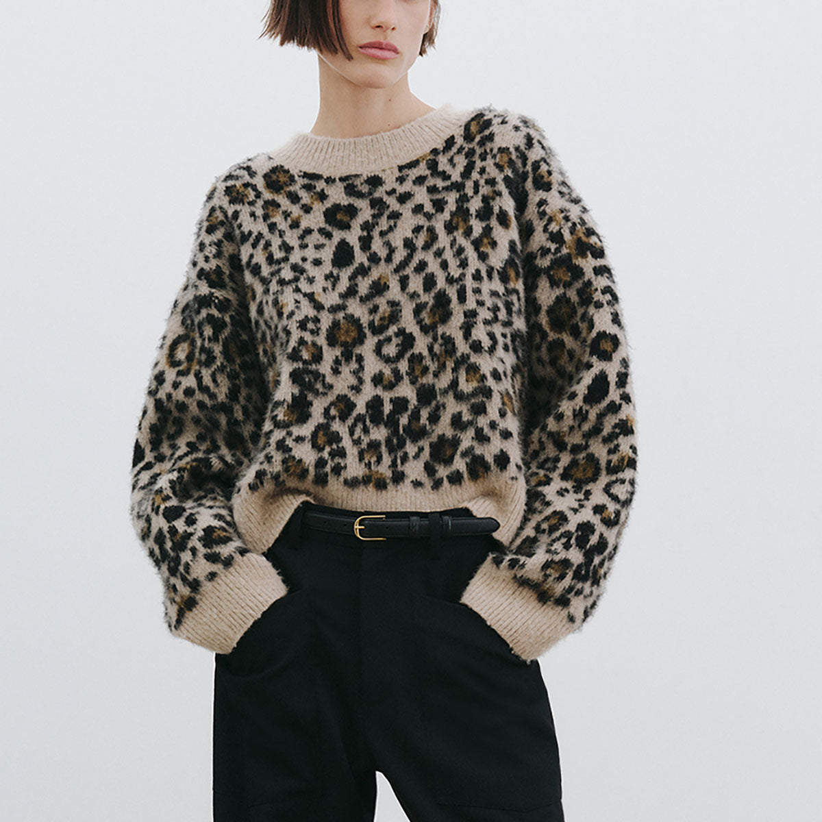 Zamira Sweater in Jute Leopard