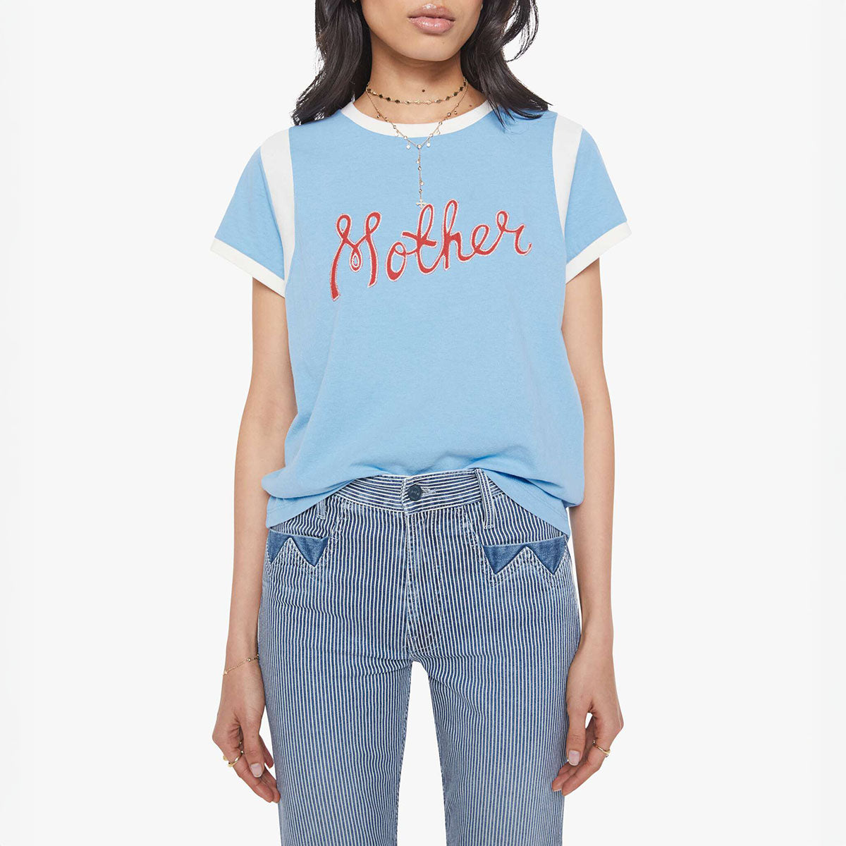 Boxy Goodie Inset Tee in Mother Script
