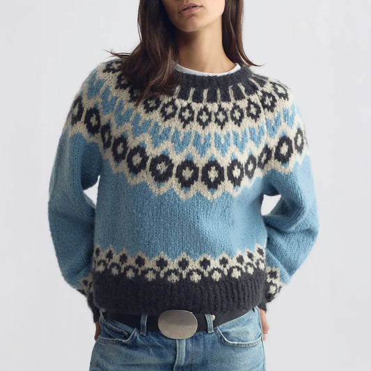 Isaline Sweater in Iceberg Blue Fair Isle