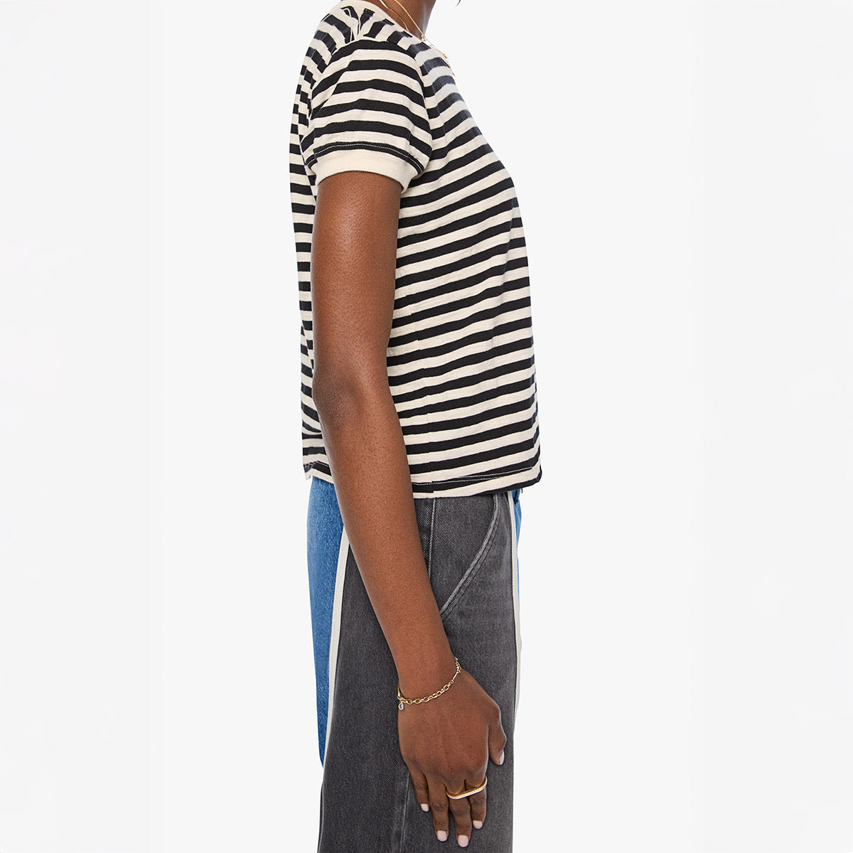 The Boxy Goodie in Black and Cream Stripe