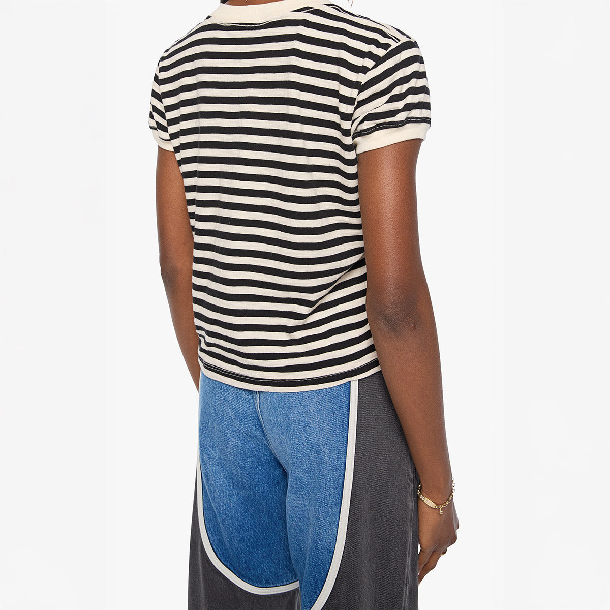 The Boxy Goodie in Black and Cream Stripe