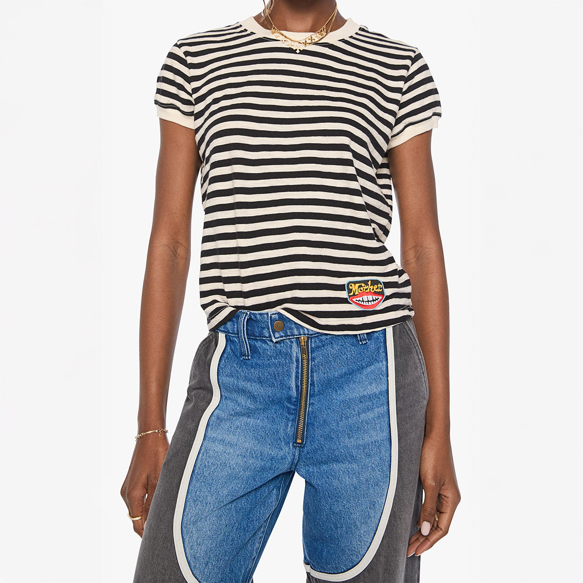 The Boxy Goodie in Black and Cream Stripe