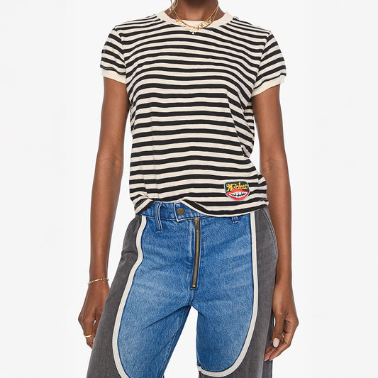 The Boxy Goodie in Black and Cream Stripe