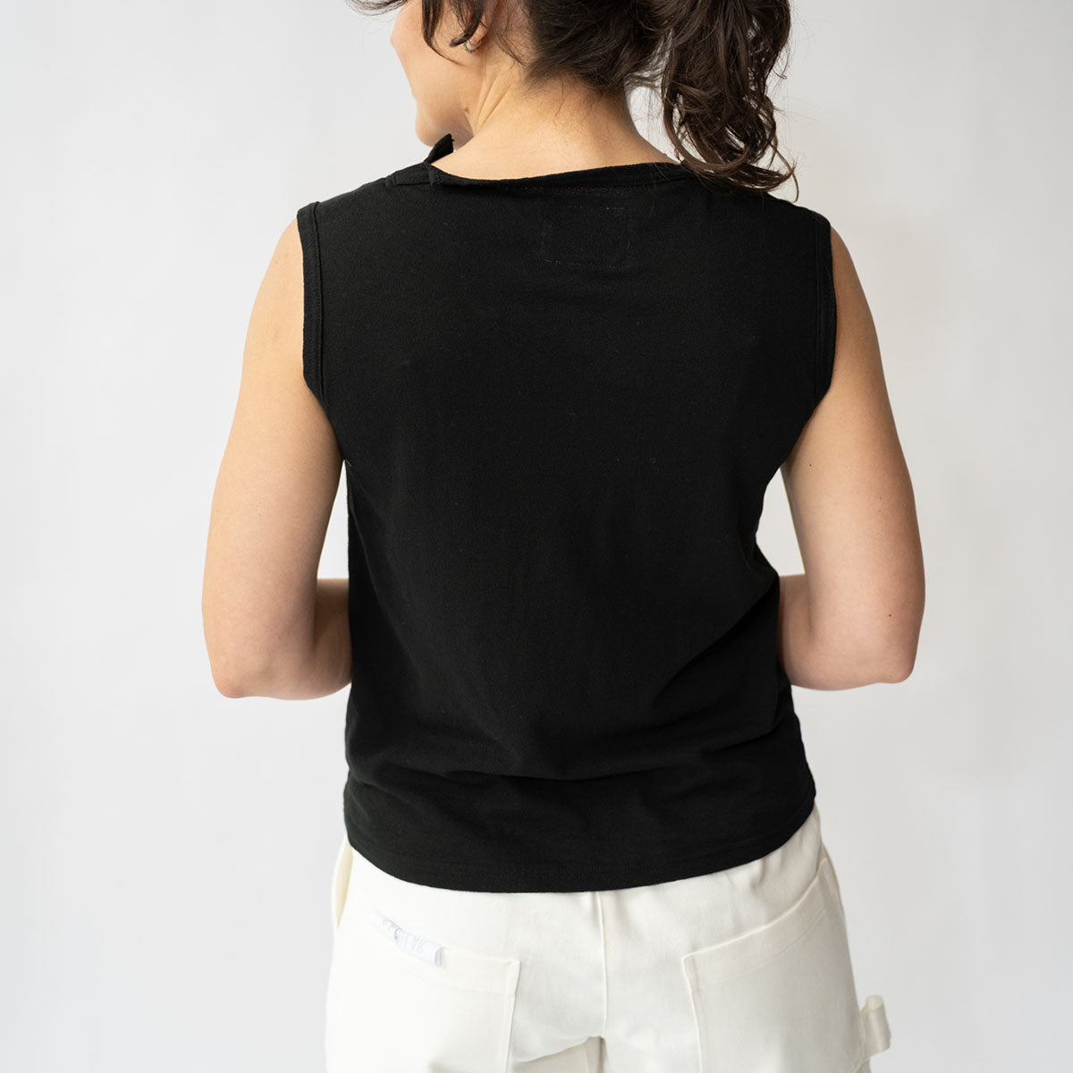 Sideslit Muscle Tank in Black