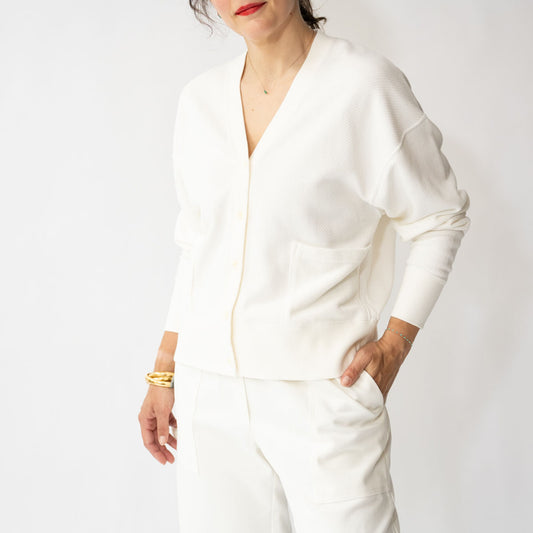 Bias Cardigan in White