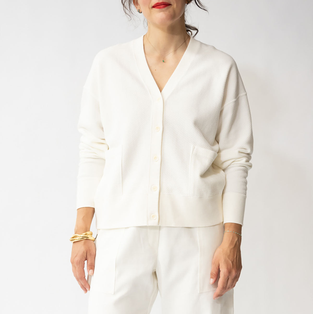 Bias Cardigan in White