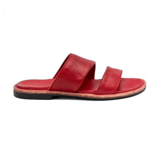 Panama Leather Sandals in Rosso