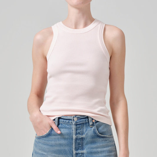 Isabel Ribbed Tank in Cameo