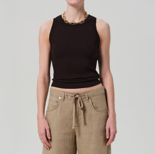 Isabel Rib Tank in Chocolate